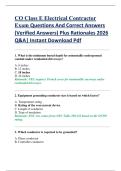CO Class E Electrical Contractor  Exam Questions And Correct Answers   &lpar;Verified Answers&rpar; Plus Rationales 2026   Q&A&vert; Instant Download Pdf   