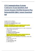 CO Communications Systems  Contractor Exam Questions And  Correct Answers &lpar;Verified Answers&rpar; Plus  Rationale2026 Q&A&vert; Instant Download  Pdf  