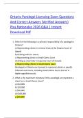Ontario Paralegal Licensing Exam Questions  And Correct Answers &lpar;Verified Answers&rpar;  Plus Rationales 2026 Q&A &vert; Instant  Download Pdf 