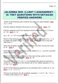 &lpar;ALGEBRA SEM&period; 2&rpar; UNIT 3 ASSIGNMENT -  20&period; TEST QUESTIONS WITH DETAILED  VERIFIED ANSWERS