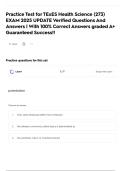 Practice Test for TExES Health Science &lpar;273&rpar; EXAM 2025 UPDATE Verified Questions And Answers &vert; With 100&percnt; Correct Answers graded A&plus; Guaranteed Success&excl;&excl;