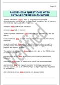 ANESTHESIA QUESTIONS WITH  DETAILED VERIFIED ANSWERS 
