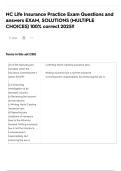 NC Life Insurance Practice Exam Questions and answers EXAM&comma; SOLUTIONS &lpar;MULTIPLE CHOICES&rpar; 100&percnt; correct 2025&excl;&excl;