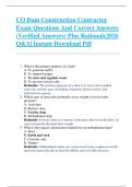 CO Dam Construction Contractor  Exam Questions And Correct Answers   &lpar;Verified Answers&rpar; Plus Rationale2026  Q&A&vert; Instant Download Pdf
