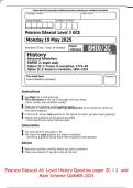 Pearson Edexcel AS Level History Question paper 2C 1 2 and Mark Scheme SUMMER 2025