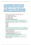 Co Demolition Contractor Exam  Questions And Correct Answers   &lpar;Verified Answers&rpar; Plus Rationales  2026 Q&A &vert; Instant Download Pdf