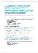 CO Demolition Contractor Exam  Questions And Correct Answers   &lpar;Verified Answers&rpar; Plus Rationale2026  Q&A&vert; Instant Download Pdf  