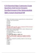 CO Electrical Sign Contractor Exam  Questions And Correct Answers   &lpar;Verified Answers&rpar; Plus Rationale2026  Q&A&vert; Instant Download Pdf 