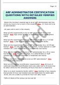 ARF ADMINISTRATOR CERTIFICATION  QUESTIONS WITH DETAILED VERIFIED  ANSWERS 