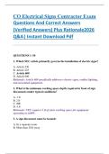 CO Electrical Signs Contractor Exam  Questions And Correct Answers    &lpar;Verified Answers&rpar; Plus Rationale2026  Q&A&vert; Instant Download Pdf 