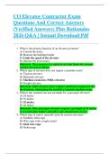 CO Elevator Contractor Exam  Questions And Correct Answers  &lpar;Verified Answers&rpar; Plus Rationales  2026 Q&A &vert; Instant Download Pdf