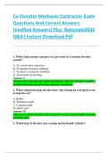 Co Elevator Mechanic Contractor Exam  Questions And Correct Answers  &lpar;Verified Answers&rpar; Plus  Rationale2026  Q&A&vert; Instant Download Pdf 