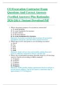 CO Excavation Contractor Exam  Questions And Correct Answers   &lpar;Verified Answers&rpar; Plus Rationales  2026 Q&A &vert; Instant Download Pdf 