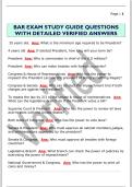 BAR EXAM STUDY GUIDE QUESTIONS  WITH DETAILED VERIFIED ANSWERS