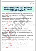 BARBER PRACTICE EXAM - MA STATE  BOARD QUESTIONS WITH DETAILED  VERIFIED ANSWERS 