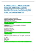 CO Fiber Optics Contractor Exam  Questions And Correct Answers  &lpar;Verified Answers&rpar; Plus Rationale2026  Q&A&vert; Instant Download Pdf