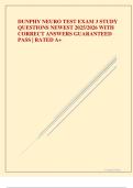 DUNPHY NEURO TEST EXAM 3 STUDY QUESTIONS NEWEST 2025&sol;2026 WITH CORRECT ANSWERS GUARANTEED PASS &vert; RATED A&plus;