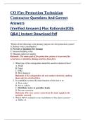 CO Fire Protection Technician  Contractor Questions And Correct  Answers &lpar;Verified Answers&rpar; Plus Rationale2026  Q&A&vert; Instant Download Pdf