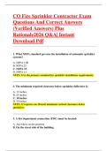 CO Fire Sprinkler Contractor Exam  Questions And Correct Answers  &lpar;Verified Answers&rpar; Plus   Rationale2026 Q&A&vert; Instant   Download Pdf