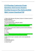 Compilation Bundle for CO Flooring Contractor Exams Questions And Correct Answers &lpar;Verified Answers&rpar; Plus Rationales 2026 Q&A &vert; Instant Download Pdf