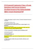 CO General Contractor Class A Exam  Questions And Correct Answers   &lpar;Verified Answers&rpar; Plus Rationale2026  Q&A&vert; Instant Download Pdf