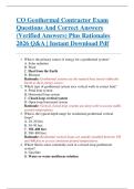 CO Geothermal Contractor Exam  Questions And Correct Answers  &lpar;Verified Answers&rpar; Plus Rationales  2026 Q&A &vert; Instant Download Pdf 