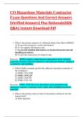CO Hazardous Materials Contractor  Exam Questions And Correct Answers  &lpar;Verified Answers&rpar; Plus Rationale2026  Q&A&vert; Instant Download Pdf  
