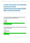 CO Hot Tub Installer Exam Questions  And Correct Answers  &lpar;Verified Answers&rpar; Plus Rationale2026  Q&A&vert; Instant Download Pdf