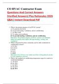 CO HVAC Contractor Exam  Questions And Correct Answers   &lpar;Verified Answers&rpar; Plus Rationales 2026   Q&A&vert; Instant Download Pdf  