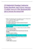 CO Industrial Cleaning Contractor  Exam Questions And Correct Answers  &lpar;Verified Answers&rpar; Plus Rationale2026  Q&A&vert; Instant Download Pdf  