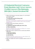 CO Industrial Electrical Contractor  Exam Questions And Correct Answers  &lpar;Verified Answers&rpar; Plus Rationales  2026 Q&A &vert; Instant Download Pdf