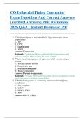 CO Industrial Piping Contractor  Exam Questions And Correct Answers  &lpar;Verified Answers&rpar; Plus Rationales  2026 Q&A &vert; Instant Download Pdf 