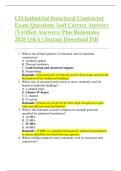 CO Industrial Structural Contractor  Exam Questions And Correct Answers  &lpar;Verified Answers&rpar; Plus Rationales  2026 Q&A &vert; Instant Download Pdf