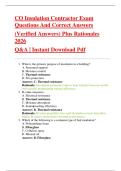CO Insulation Contractor Exam  Questions And Correct Answers   &lpar;Verified Answers&rpar; Plus Rationales  2026 Q&A &vert; Instant Download Pdf