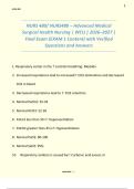 NURS 480&sol; NURS480 &ndash; Advanced Medical  Surgical Health Nursing &vert; WCU &vert; 2026&ndash;2027 &vert;  Final Exam &lpar;EXAM 1 Content&rpar; with Verified  Questions and Answers