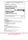 Pearson Edexcel AS Level Religious Studies Question paper 3 and Mark Scheme SUMMER 2025
