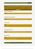 Nursing and Healthcare Questions and  Correct Answers&sol; Latest Update &sol; Already  Graded 