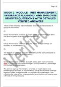 BOOK 2 - MODULE 1 RISK MANAGEMENT&comma;  INSURANCE PLANNING&comma; AND EMPLOYEE  BENEFITS QUESTIONS WITH DETAILED  VERIFIED ANSWERS