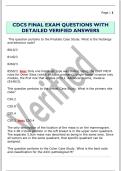 CDCS FINAL EXAM QUESTIONS WITH  DETAILED VERIFIED ANSWERS