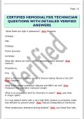 CERTIFIED HEMODIALYSIS TECHNICIAN  QUESTIONS WITH DETAILED VERIFIED  ANSWERS 