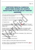 CERTIFIED MEDICAL-SURGICAL  REGISTERED NURSE 2025 SAMPLE  QUESTIONS WITH DETAILED VERIFIED  ANSWERS