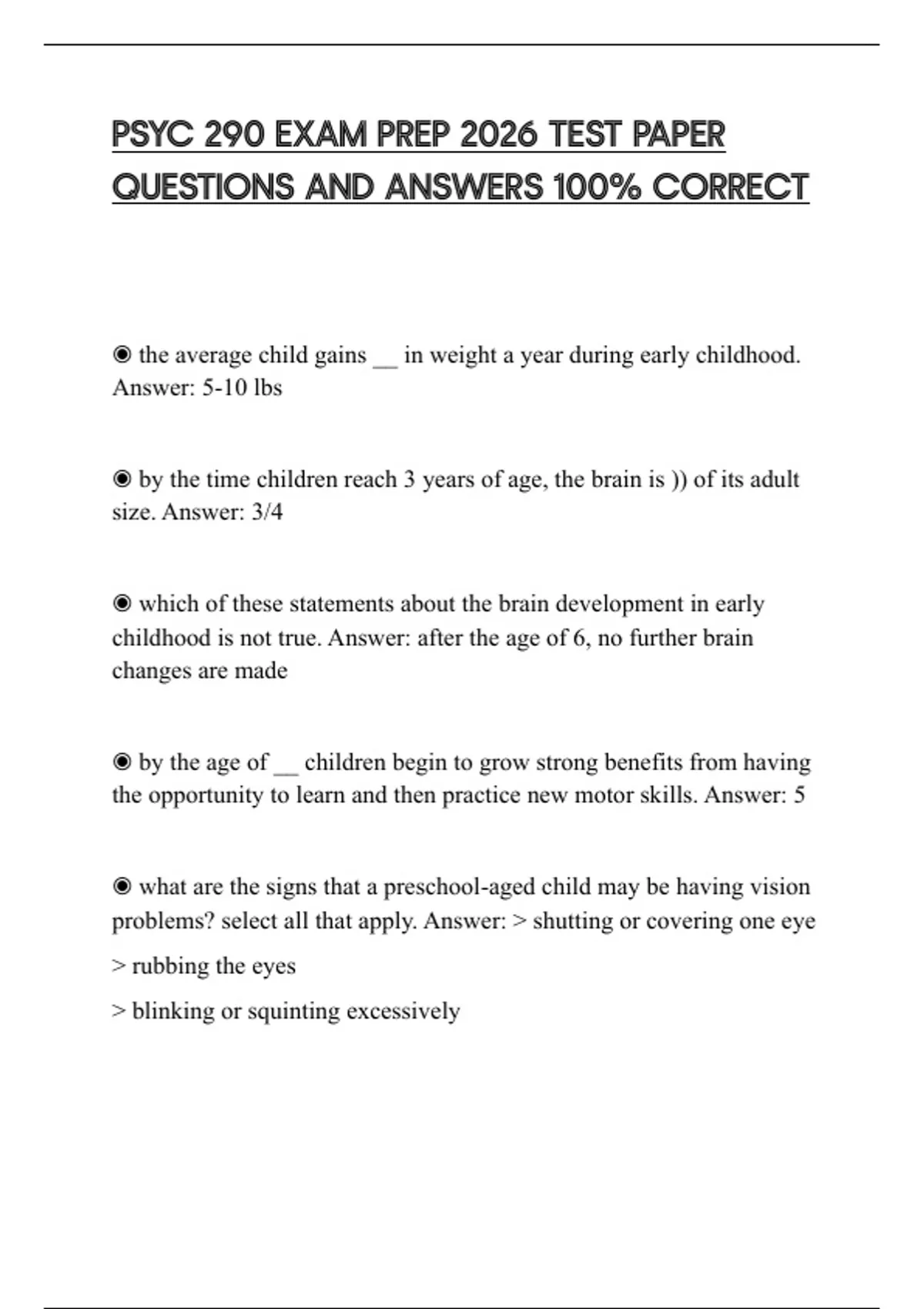 PSYC 290 EXAM PREP 2026 TEST PAPER QUESTIONS AND ANSWERS 100% CORRECT ...