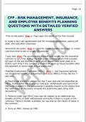CFP - RISK MANAGEMENT&comma; INSURANCE&comma;  AND EMPLOYEE BENEFITS PLANNING  QUESTIONS WITH DETAILED VERIFIED  ANSWERS