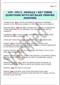 CFP - FP512 - MODULE 1 KEY TERMS  QUESTIONS WITH DETAILED VERIFIED  ANSWERS