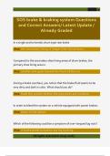 SOS brake & braking system Questions  and Correct Answers&sol; Latest Update &sol;  Already Graded