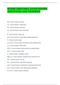 NURSE 2000 FINAL EXAM REVIEW QUESTIONS AND ANSWERS