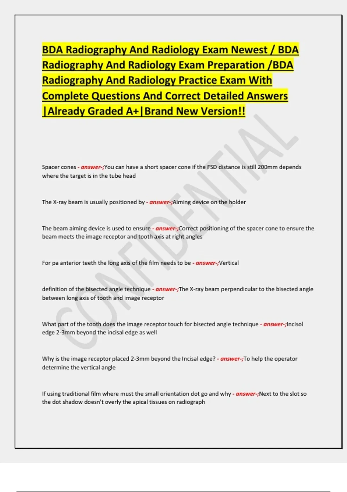 BDA Radiography And Radiology Exam Newest / BDA Radiography And ...