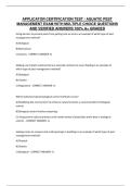 APPLICATOR CERTIFICATION TEST &sol; AQUATIC PEST MANAGEMENT EXAM WITH MULTIPLE CHOICE QUESTIONS AND VERIFIED ANSWERS 100&percnt; A&plus; GRADED