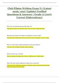 Club Pilates Written Exam V1 &lpar;Latest  2026&sol; 2027 Update&rpar; Verified  Questions & Answers &vert; Grade A &lpar;100&percnt;  Correct Elaborations&rpar;