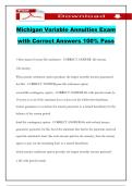 Michigan Variable Annuities Exam with Correct Answers 100&percnt; Pass